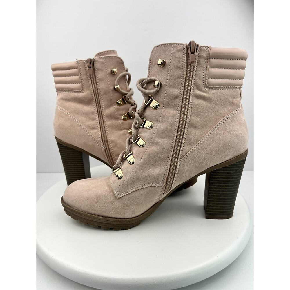 ANDIAMO Womens Size 9.5M Salmon Pink Faux Suede Ankle Boots Zipper Booties - Picture 7 of 14